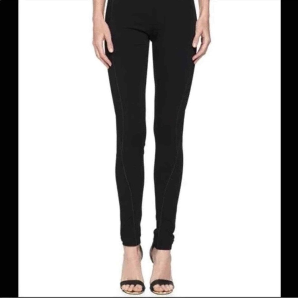 Helmut Lang Black Reflex Bodycon Leggings Contrast Topstitch Detail Trim Size Sm